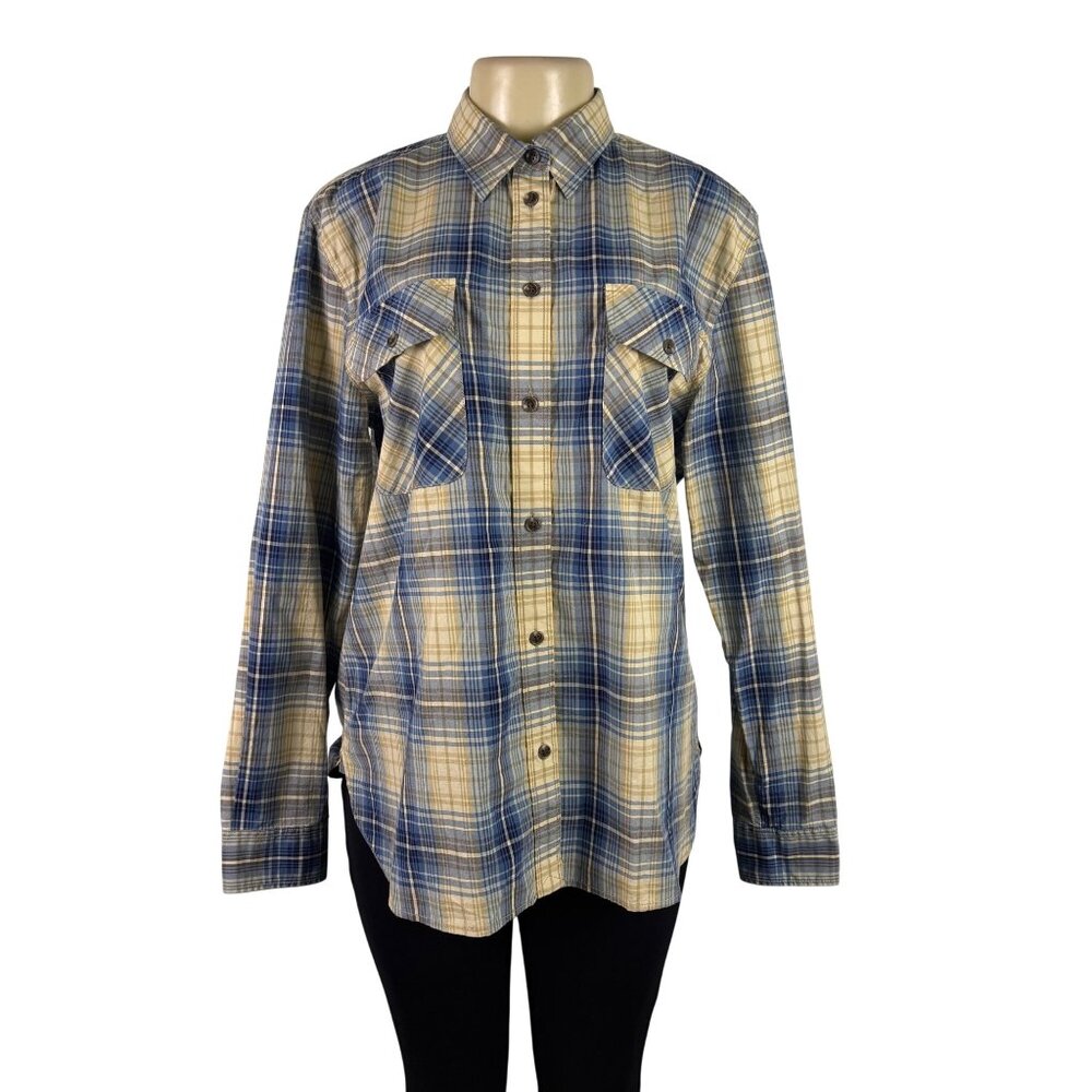 Lauren Ralph Lauren Mens Cream/Blue Plaid Button-Down Shirt Sz XL